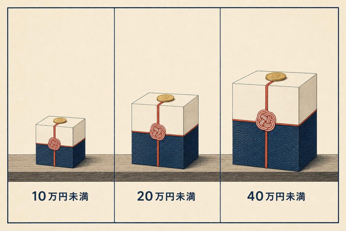 10万円未満・20万円未満・40万円未満の3制度。取得価額で使える制度が変わる